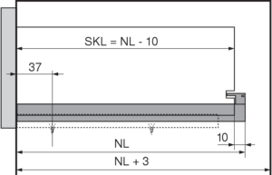 This picture shows the drawer length